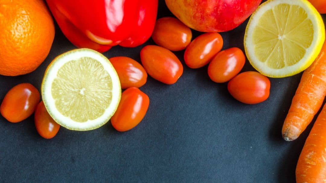 vegetables on a desk